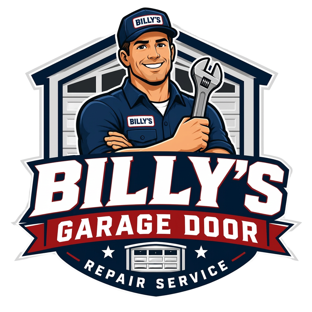 Billy's garage door technician mascot holding a wrench